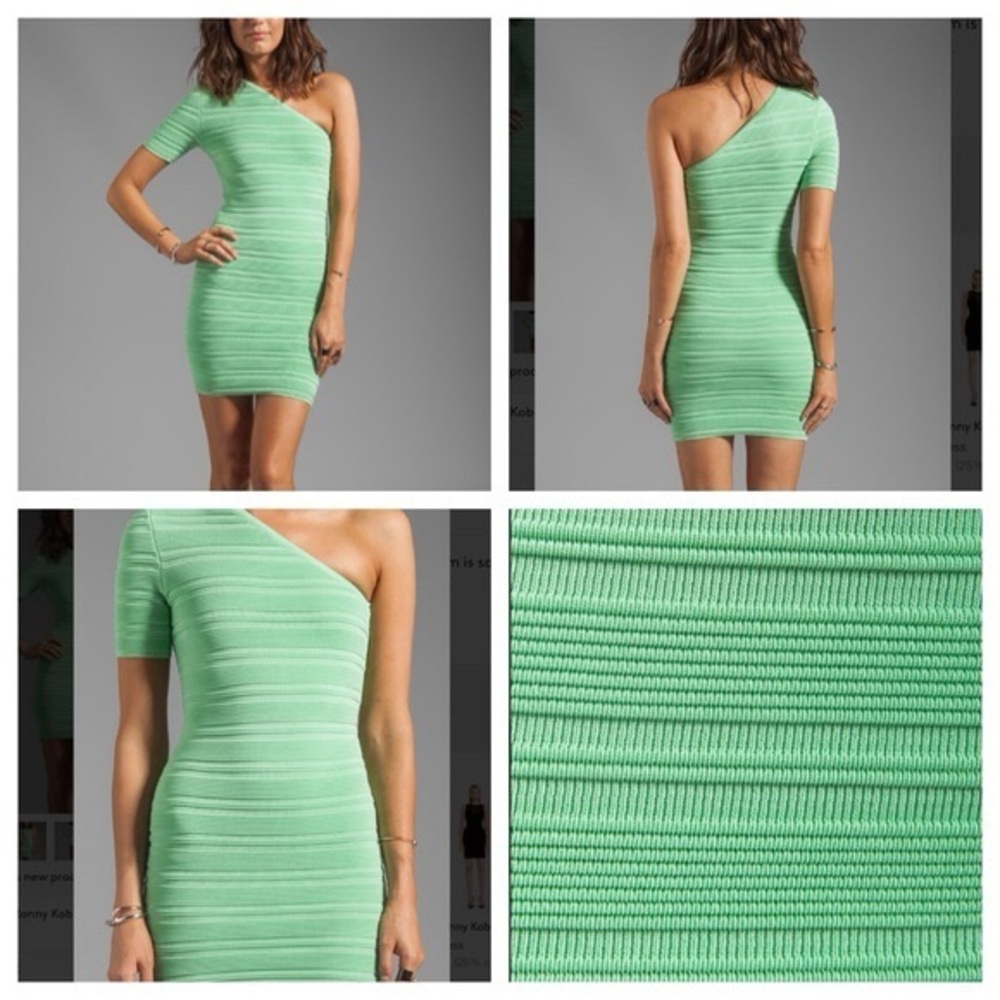 Torn by Ronny Kobo Kat One-Shoulder Bodycon Mini Dress in Mint Green (Size M) - Picture 4 of 9